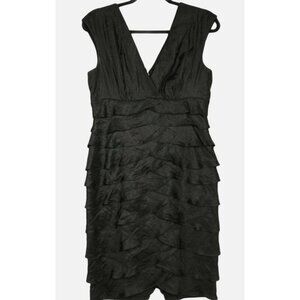 London Times Black Cocktail Dress Size 10 Layered Ruffles Formal Special Event